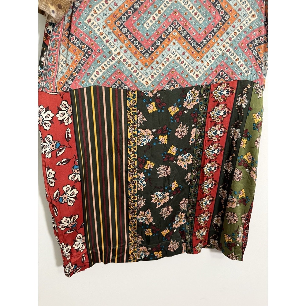 Anthropologie Tiny Patchwork Tunic Dress Sz S Boho Mixed Print Shift Oversized - Picture 4 of 9